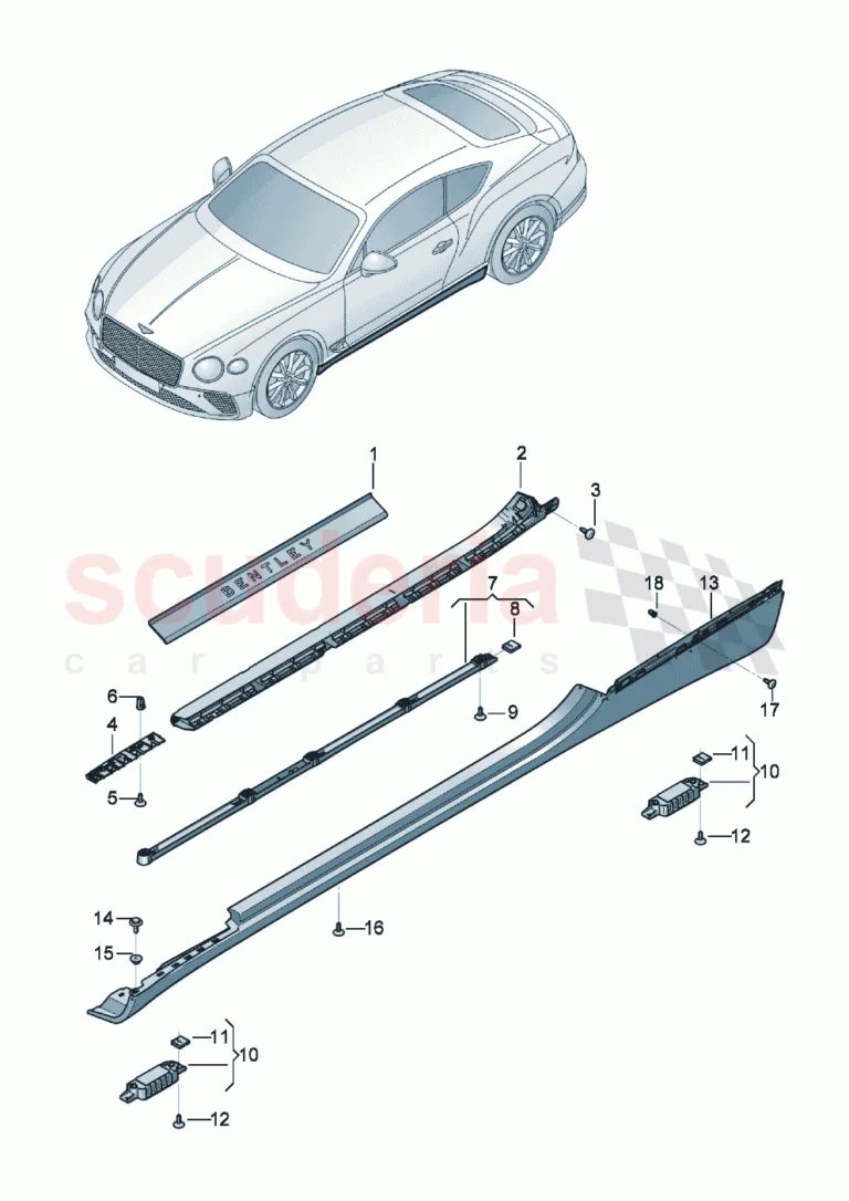 Kapı Camı Çıtası / Kapı Lastiği – Bentley New Continental GT (2019-2024)